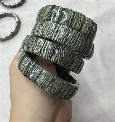 Serpantin Doğaltaş Roleks ( Rolex ) Özel Kesim Bileklik ( 5 Adet Yılancık Taşı Hediyeli )