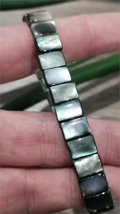 Siyah Sedef Doğaltaş Roleks ( Rolex ) Özel Kesim Bileklik  