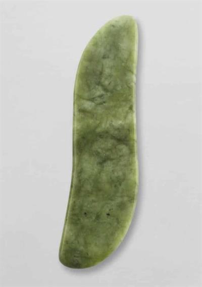 Yeşim Doğal Taş Gua Sha Bumerang Kesim Yüz Masaj Aleti ( 5 Adet Yılancık Taşı Hediyeli )