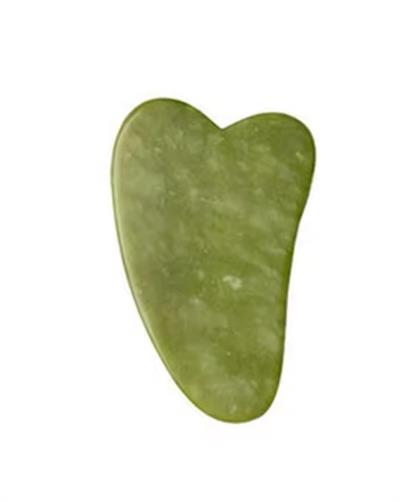Yeşim Doğal Taş Gua Sha Kalp Kesim Yüz Masaj Taşı ( 5 Adet Yılancık Taşı Hediyeli )