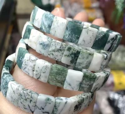 Yosunlu Akik Doğaltaş Roleks ( Rolex ) Özel Kesim Bileklik 