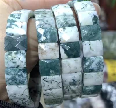 Yosunlu Akik Doğaltaş Roleks ( Rolex ) Özel Kesim Bileklik 