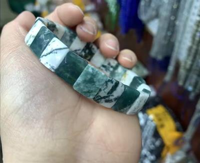 Yosunlu Akik Doğaltaş Roleks ( Rolex ) Özel Kesim Bileklik 