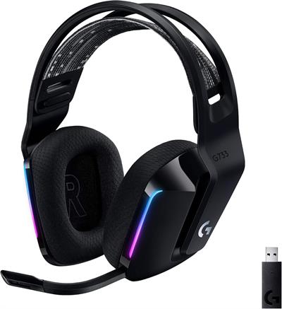 G G733 LIGHTSPEED Kablosuz Kulak Üstü Oyuncu Kulaklığı, LIGHTSYNC RGB, Blue Voice Mikrofon, Askılı Kafa Bandı, PRO-G Ses Sürücüleri, 29 Saat Pil Ömrü, Siyah