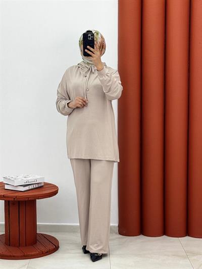 8521 Oysho kumaş ikili takım ekru