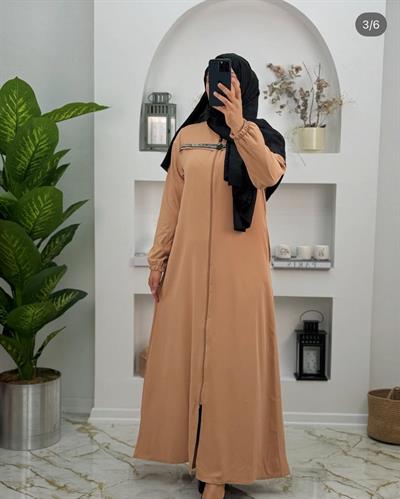 4455 medine ipegi ferace önü simli cepli ferace açık kahve 