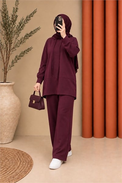 5234 oysho ikili takım bordo