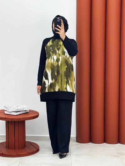 0256 burgu kumaş dijital baskı yeşil