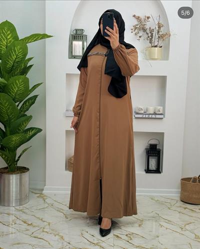 4455 medine ipegi ferace önü simli cepli ferace kahverengi