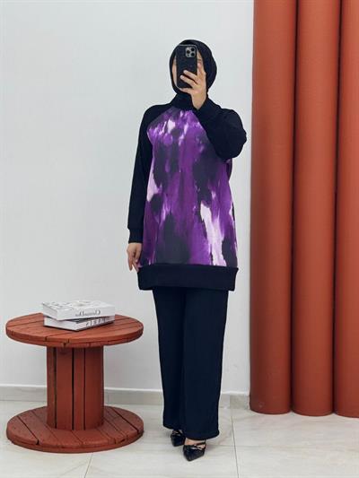 0256 burgu kumaş dijital baskı mor