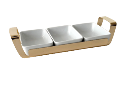 Gold Metal Standlı 3 Gözlü Çerezlik