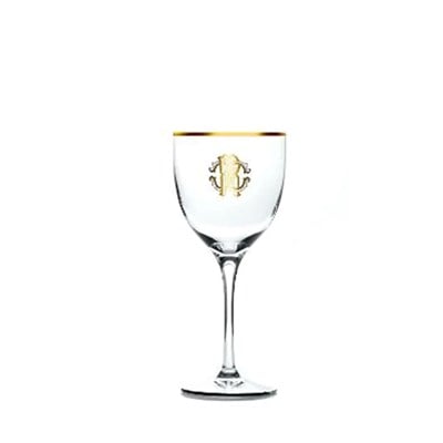 Monogram Gold Altın Dekorlu Kristal Şarap Kadehi
