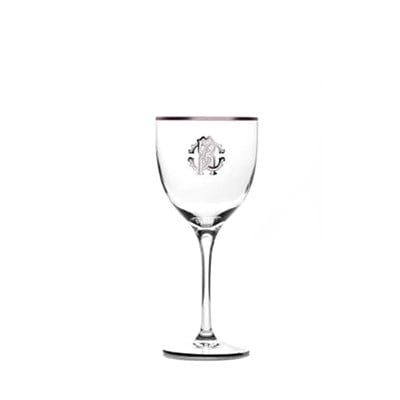 Monogram Platin Dekorlu Kristal Şarap Kadehi