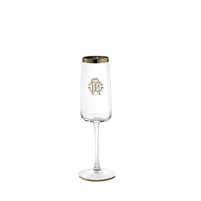 New Monogram Platin Dekorlu Kristal Şampanya Kadehi