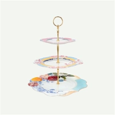 Pip Studio Sarı Pembe Porselen Katlı Sunumluk 28 Cm