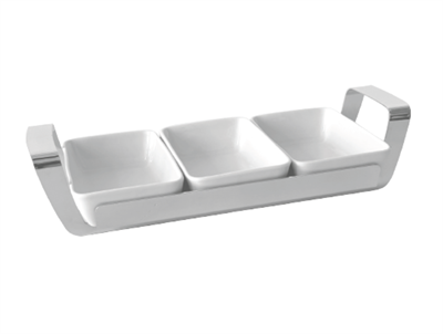 Silver Metal Standlı 3 Gözlü Çerezlik