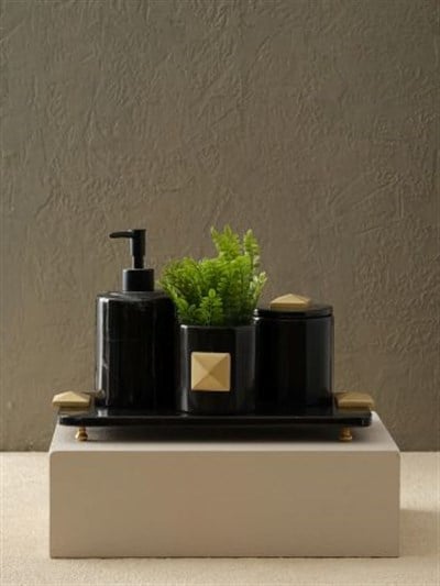 VALENTINO MERMER BANYO SETİ  SİYAH