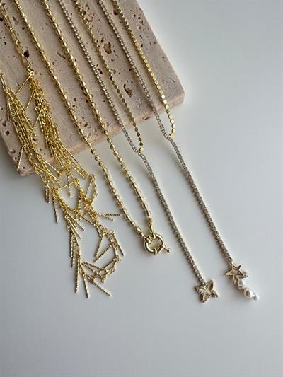 14k Altın Kaplama Dorika Topçuklu Dümen Kolye