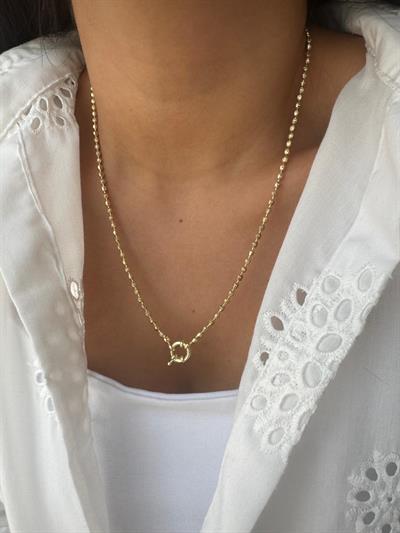 14k Altın Kaplama Dorika Topçuklu Dümen Kolye