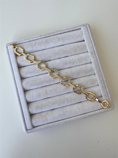 14k Altın Kaplama Marka Model Geometrik Taşlı Bileklik