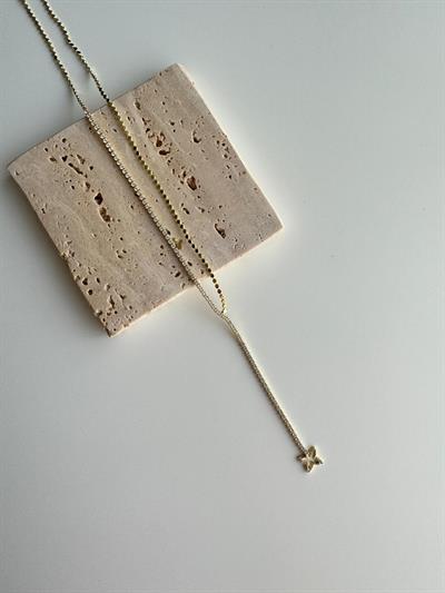 14k Çelik Suyolu Çiçek Detaylı Dekolte Kolye