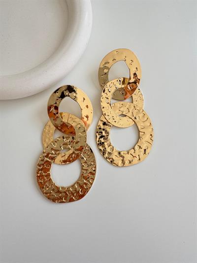 Altın Kaplama Büyük Halkalı Plaka Küpe