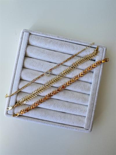 Altın Kaplama Çift Sıra Su Yolu Renkli Taşlı Kalp Bileklik