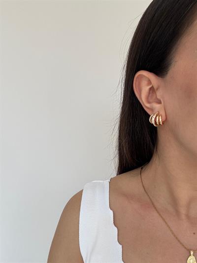 Altın Kaplama Çoklu Görünümlü Taşlı Küpe