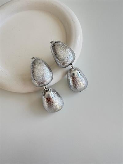 Altın Kaplama Dokulu Sallantılı Silver Küpe