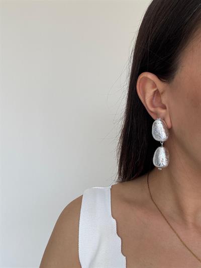 Altın Kaplama Dokulu Sallantılı Silver Küpe