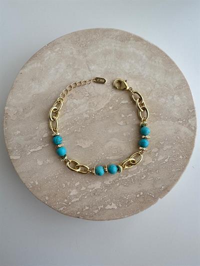 14k Altın Kaplama Firuze Taşlı Bileklik