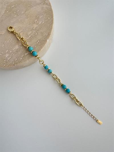 14k Altın Kaplama Firuze Taşlı Bileklik