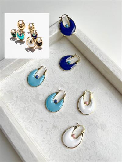 Altın Kaplama Gold Detaylı Beyaz Marka Küpe