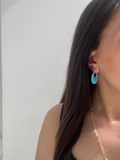 Altın Kaplama Gold Detaylı Mavi Marka Küpe