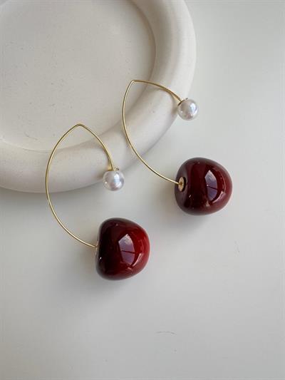 Altın Kaplama İncili Kiraz Küpe