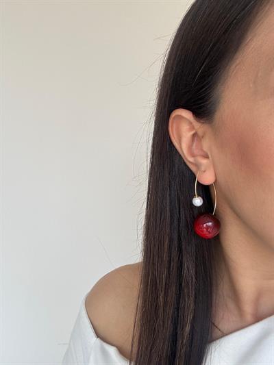 Altın Kaplama İncili Kiraz Küpe