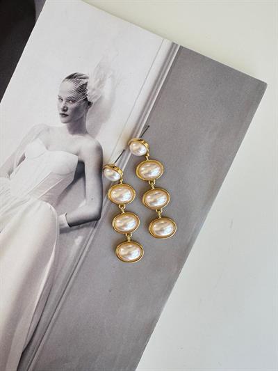 Altın Kaplama İncili Sallantılı Küpe