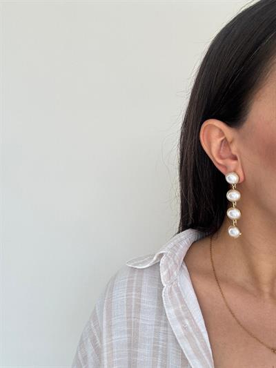 Altın Kaplama İncili Sallantılı Küpe