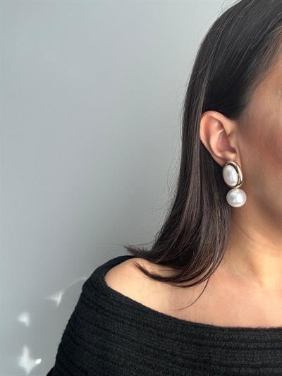 Altın Kaplama İncili Top Küpe