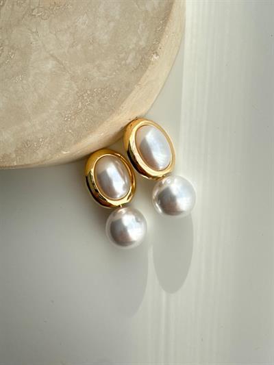 Altın Kaplama İncili Top Küpe