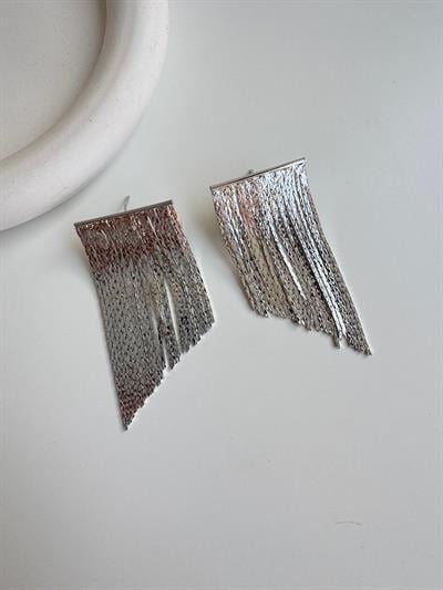 Altın Kaplama Işıltılı Püsküllü Küpe (silver)