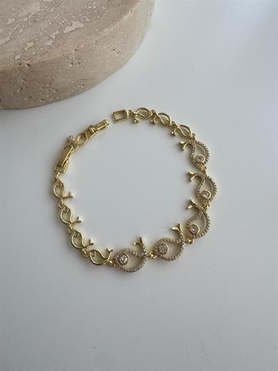 14k Altın Kaplama Taşlı Balık Figürlü Bileklik