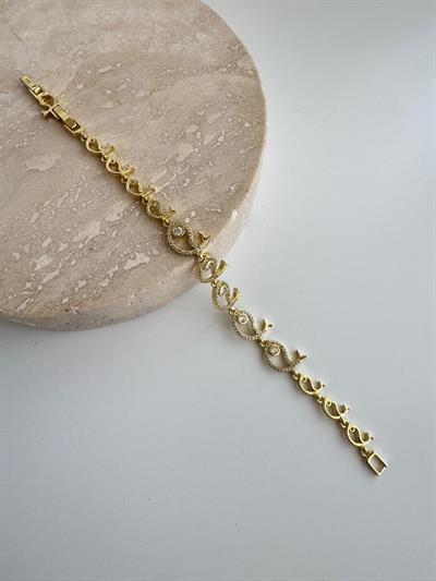 14k Altın Kaplama Taşlı Balık Figürlü Bileklik