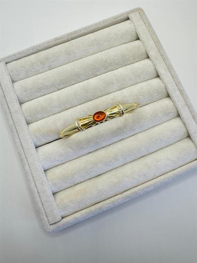 Altın Kaplama Oval Turuncu Taşlı Kelepçe