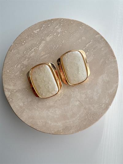 Altın Kaplama Krem Kemik  Küpe