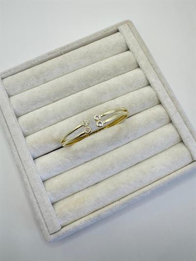 Altın Kaplama Krem Minimal Taşlı Kelepçe