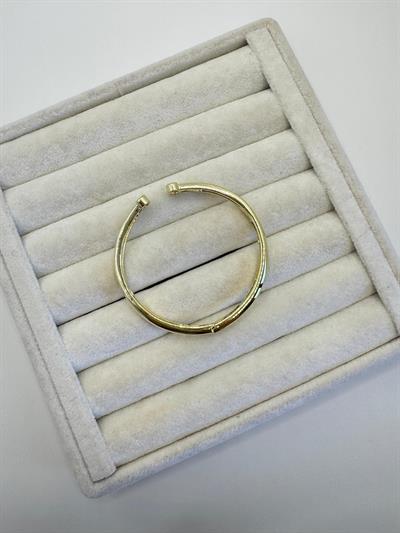 Altın Kaplama Krem Minimal Taşlı Kelepçe