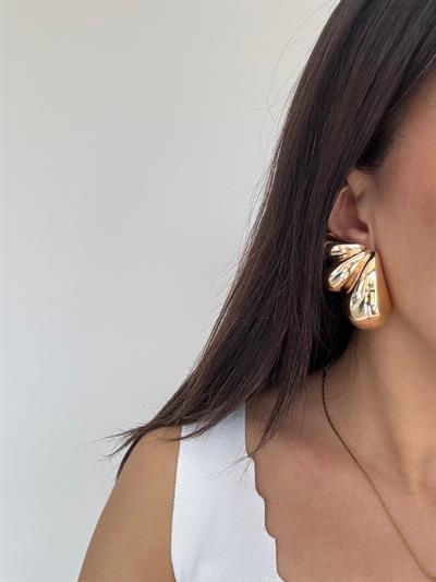 Altın Kaplama Marka Model Büyük Boy Damla Küpe