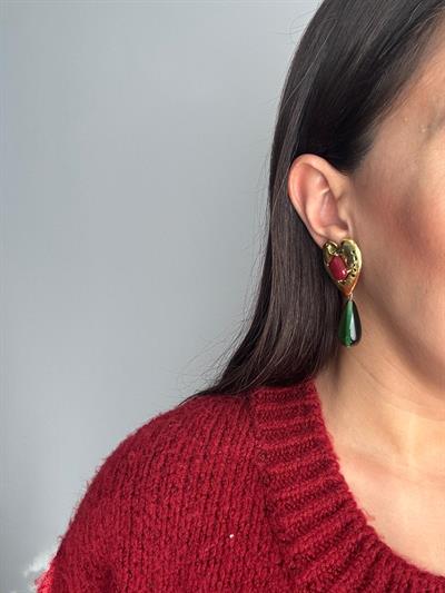 Altın Kaplama Marka Model Dokulu Kalp Küpe