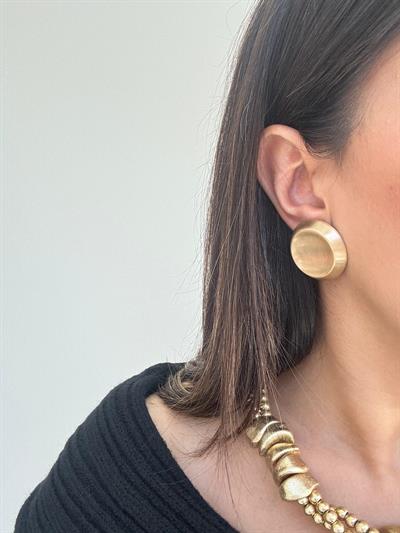 Altın Kaplama Mat Seri Yuvarlak Düğme Küpe